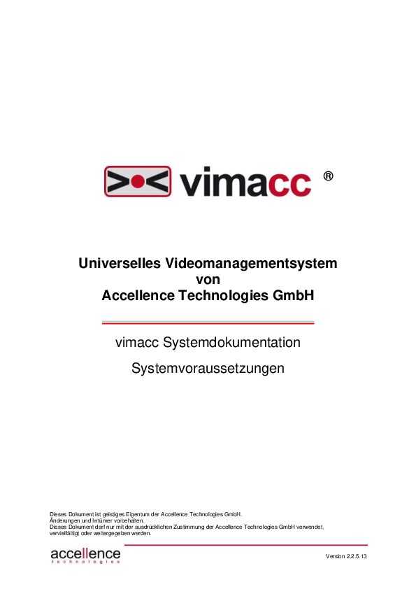 Die Systemdokumentation der Systemvorrausssetzungen von vimacc VMS zum Download.