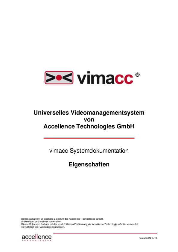 Die vimacc Systemdokumentation der Eigenschaften zum download.